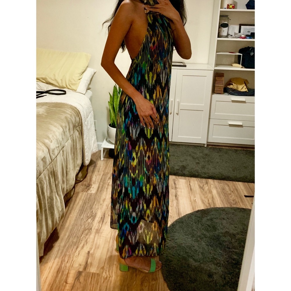 Socialite Aztec Printed Sheer Maxi Dress